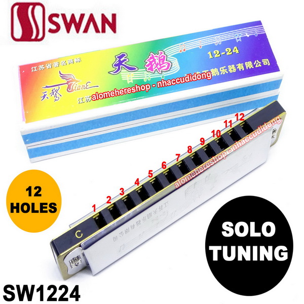 KÃ¨n harmonica Swan 12 lá» SW1224 Solo Tuning key C (Báº¡c)