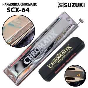 Kèn Harmonica Chromatic Suzuki Chromatix SCX-64 V2 Bạc