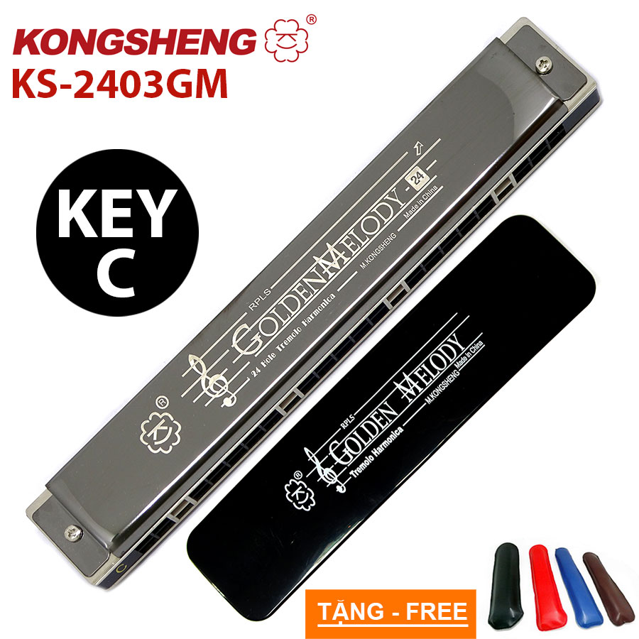 Kèn harmonica KongSheng Golden Melody KS-2403GM key C (Đen Bóng)