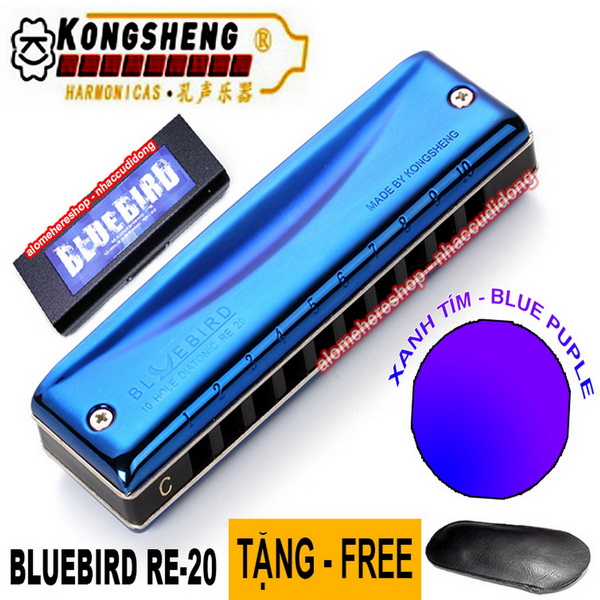 Kèn harmonica KongSheng Blue Bird RE-20 Key C (Xanh)