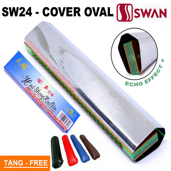 Kèn harmonica Swan SW24EF+ Cover Oval key C (Bạc)