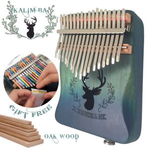 Đàn Kalimba Cega 17 Phím có EQ tăng âm Gỗ Sồi Mỹ (OAK Wood) Màu Xanh