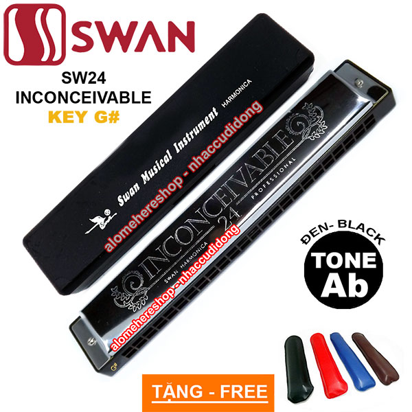 Kèn harmonica tremolo Swan Inconceivable SW24 Key G# (Đen)
