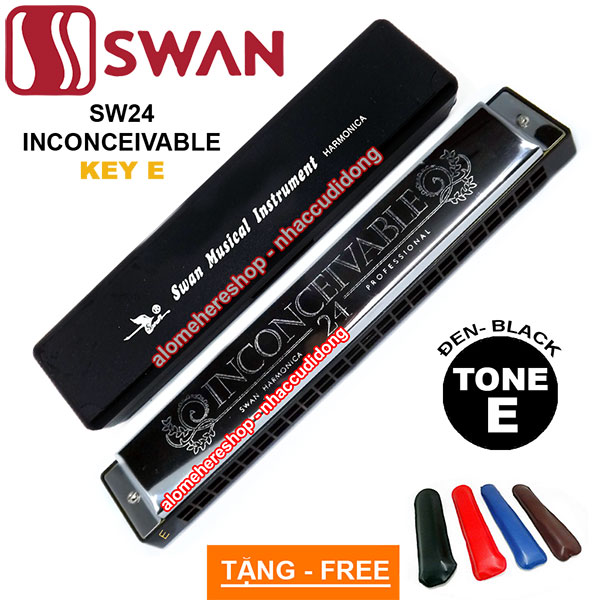Kèn harmonica tremolo Swan Inconceivable SW24 Key E (Đen)
