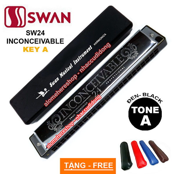 Kèn harmonica tremolo Swan Inconceivable SW24 Key D (Đen)