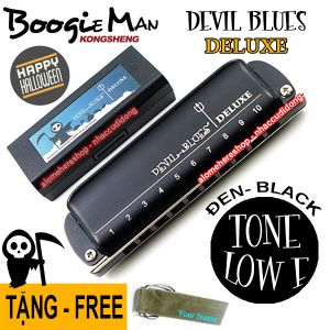 Kèn harmonica KongSheng Boogie Man Diatonic Devil Blues Deluxe key Low F (Đen)