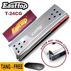 Kèn harmonica Easttop Double Slide T24-2 Key C G comb kín (Bạc)