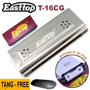 Kèn harmonica tremolo Easttop Double Slide T16-2 Key C G (Bạc)