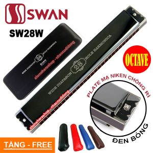 Kèn harmonica Swan Tremolo 28 Lỗ Key C OCTAVE Cao Cấp SW28W (Đen Bóng)