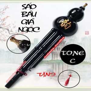 Sáo Bầu nhựa giả ngọc tone C (Đen)