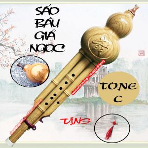 Sáo Bầu nhựa giả ngọc tone C (Vân Gỗ)