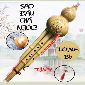 Sáo Bầu nhựa giả ngọc tone Bb (Vân Gỗ)