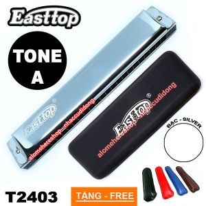 Kèn harmonica tremolo Easttop T2403 Key A (Bạc)