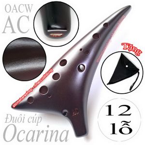 Sáo Đất Ocarina Đuôi Cúp Đầu Vểnh 12 lỗ nâu đỏ OACND