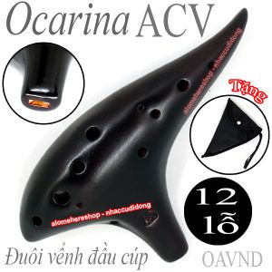 Sáo Đất Ocarina Đuôi Vểnh Đầu Cúp 12 lỗ nâu đỏ OAVND
