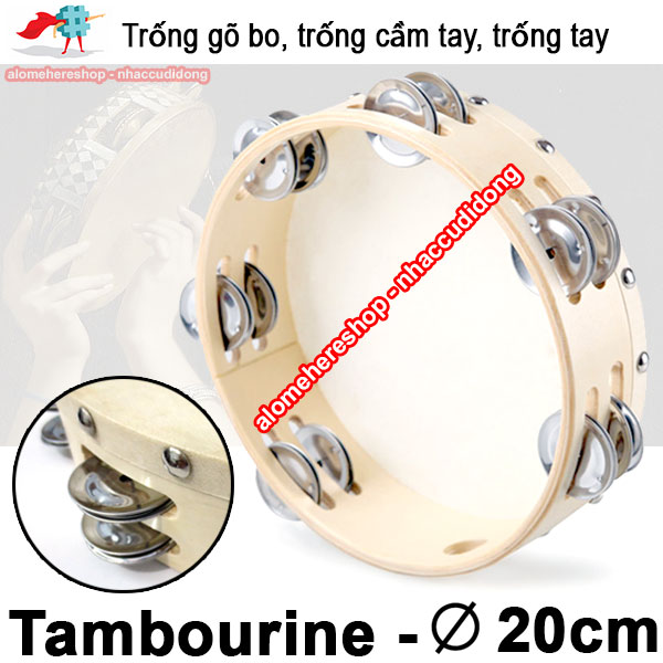 Trống Tambourine cầm tay gỗ balsa ⊘ 20cm - TH20