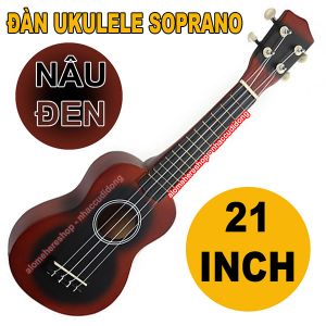 Đàn Ukulele Soprano 21 Inch 4 dây Cơ Bản Màu Nâu Đen