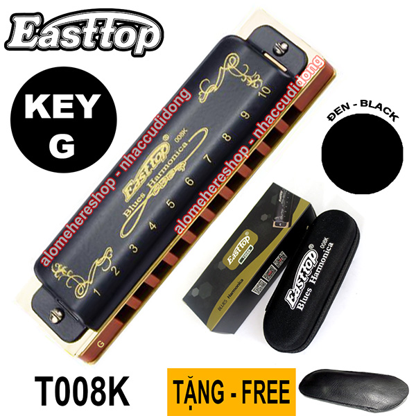 Kèn harmonica Easttop Blues T008K key G (Đen)