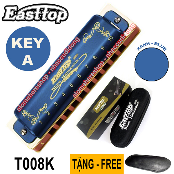 Kèn harmonica Easttop Blues T008K key A (Xanh Dương)