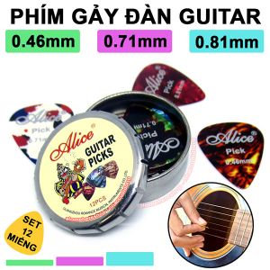 Bộ 12 Phím Gảy Alice Cho Đàn Guitar Các Loại Mỏng Dày Khác Nhau