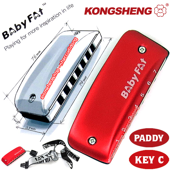 Kèn Harmonica Mini Diatonic 7 Lỗ KongSheng Baby Fat Màu Đỏ Key C - Paddy Richter
