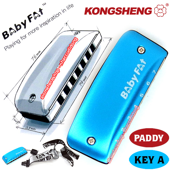Kèn Harmonica Mini Diatonic 7 Lỗ KongSheng Baby Fat Màu Xanh Dương Key A - Paddy Richter