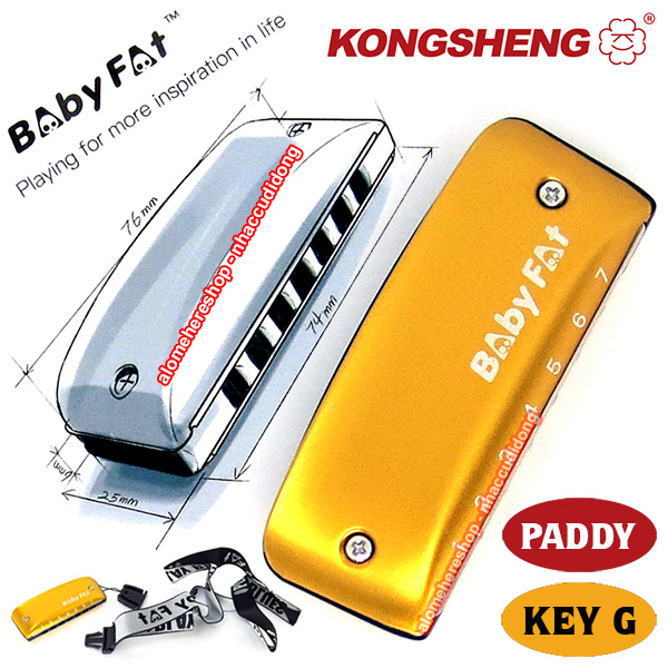 Kèn Harmonica Mini Diatonic 7 Lỗ KongSheng Baby Fat Màu Vàng Key G - Paddy Richer