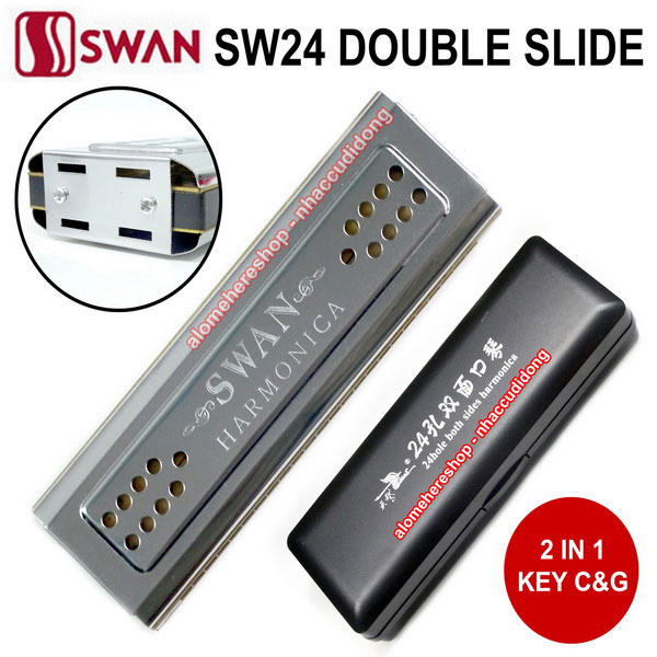 Kèn harmonica Swan SW24DB Double Slide 2 in 1 Key C & G