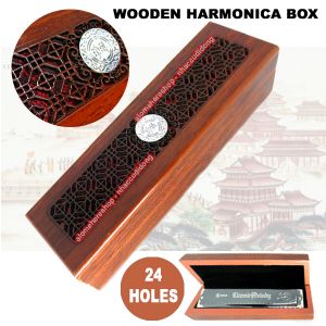Hộp Gỗ Đựng Kèn Harmonica Cao Cấp Phiên Bản Cổ Màu Nâu Cam