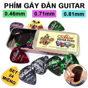 Bộ 24 Phím Gảy Alice Cho Đàn Guitar Các Loại Mỏng Dày Khác Nhau