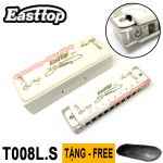 Kèn Harmonica Diatonic 10 Lỗ Cao Cấp Easttop T008LS Trắng Có Wind Saver Tiết Kiệm Hơi Key C