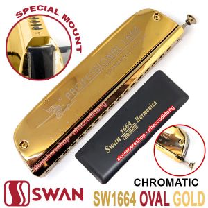 Kèn harmonica chromatic Swan 16 lỗ SW1664OG OVAL (Vàng Gold)