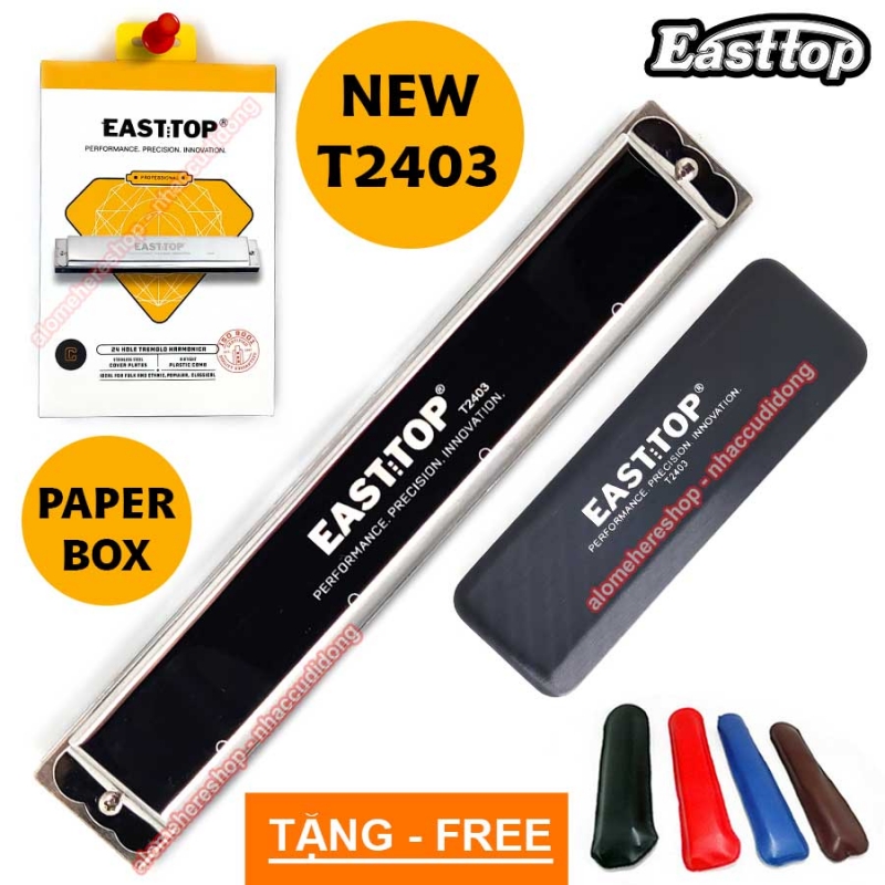 Kèn harmonica tremolo Easttop T2403 New Phiên Bản Mới Hộp Giấy Bản Tiếng Anh Xuất Khẩu Key C (Bạc)