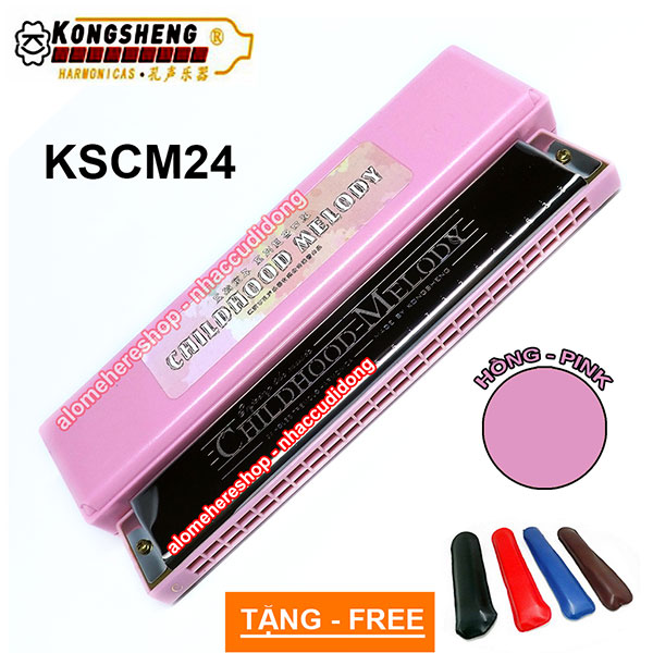 Kèn harmonica tremolo KongSheng Childhood key C (Hồng)