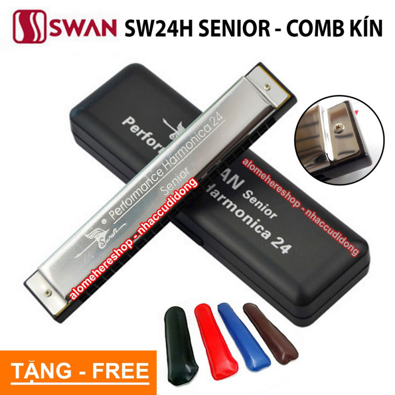 Kèn harmonica Swan Senior SW24H comb kín key C (Bạc)