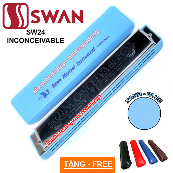 Kèn harmonica tremolo Swan Inconceivable SW24 Key C (Xanh)