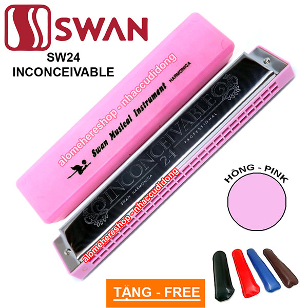 Kèn harmonica tremolo Swan Inconceivable SW24 Key C (Hồng)
