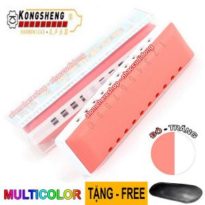 Kèn harmonica KongSheng Plastic key C Multicolor 10 lỗ (Đỏ Trắng)
