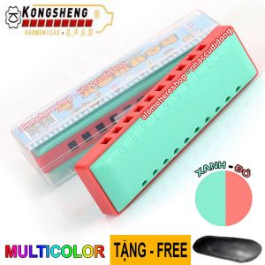 Kèn harmonica KongSheng Plastic key C Multicolor 10 lỗ (Xanh Đỏ)