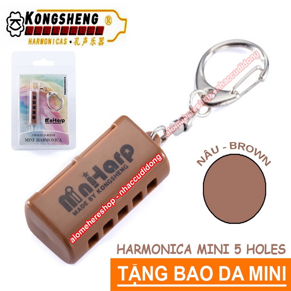 Kèn harmonica mini KongSheng 5 lỗ (Nâu)