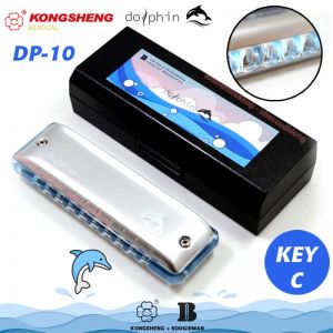 Kèn harmonica KongSheng Cao Cấp Dolphin DP-10 key C Hard Cover Comb Xanh Trong Suốt
