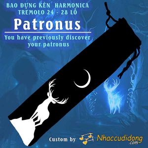 Bao Nhung Đựng Kèn Harmonica Tremolo 24 lỗ Lỗ Phiên Bản Patronus Harry Potter