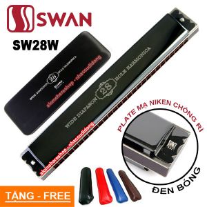 Kèn harmonica Swan Tremolo 28 Lỗ Key C Cao Cấp SW28W (Đen Bóng)